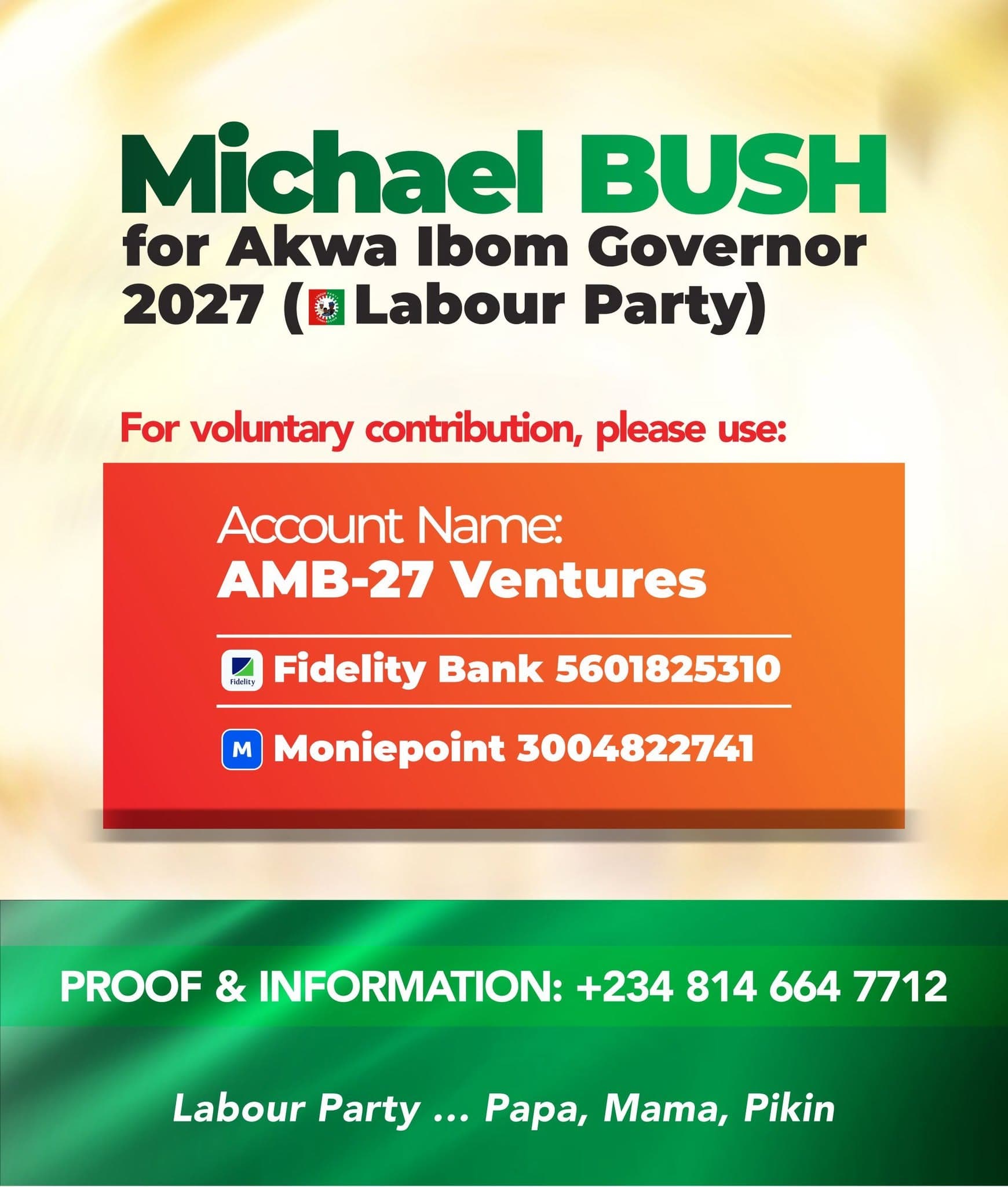 Campaign donation account details